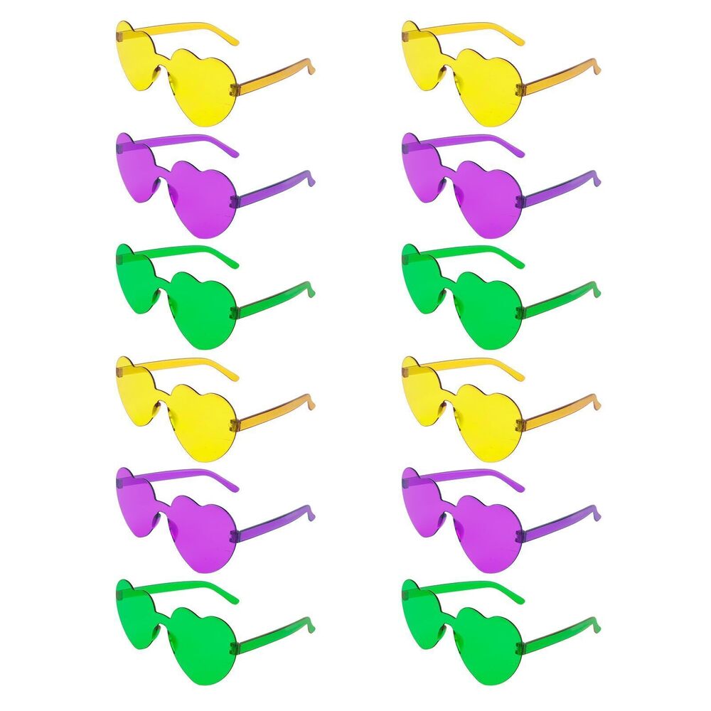 1037 12 Pairs Heart Shaped Sunglasses Colored Heart Shaped Glasses